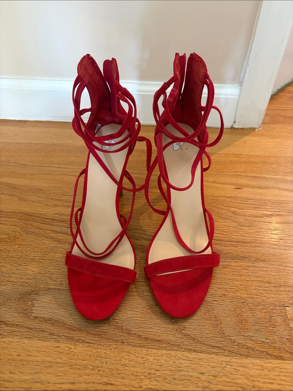 Red suede Strappy Heeled Sandals - Women